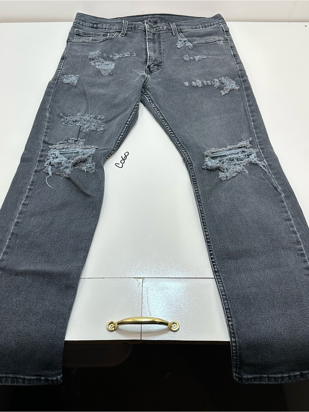 Levi's Men's Distressed Charcoal Straight Jeans